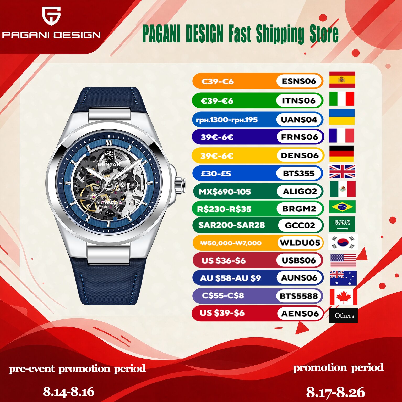 Luxury Watch Sale - BENYAR Luxury Mens Automatic Business Dress