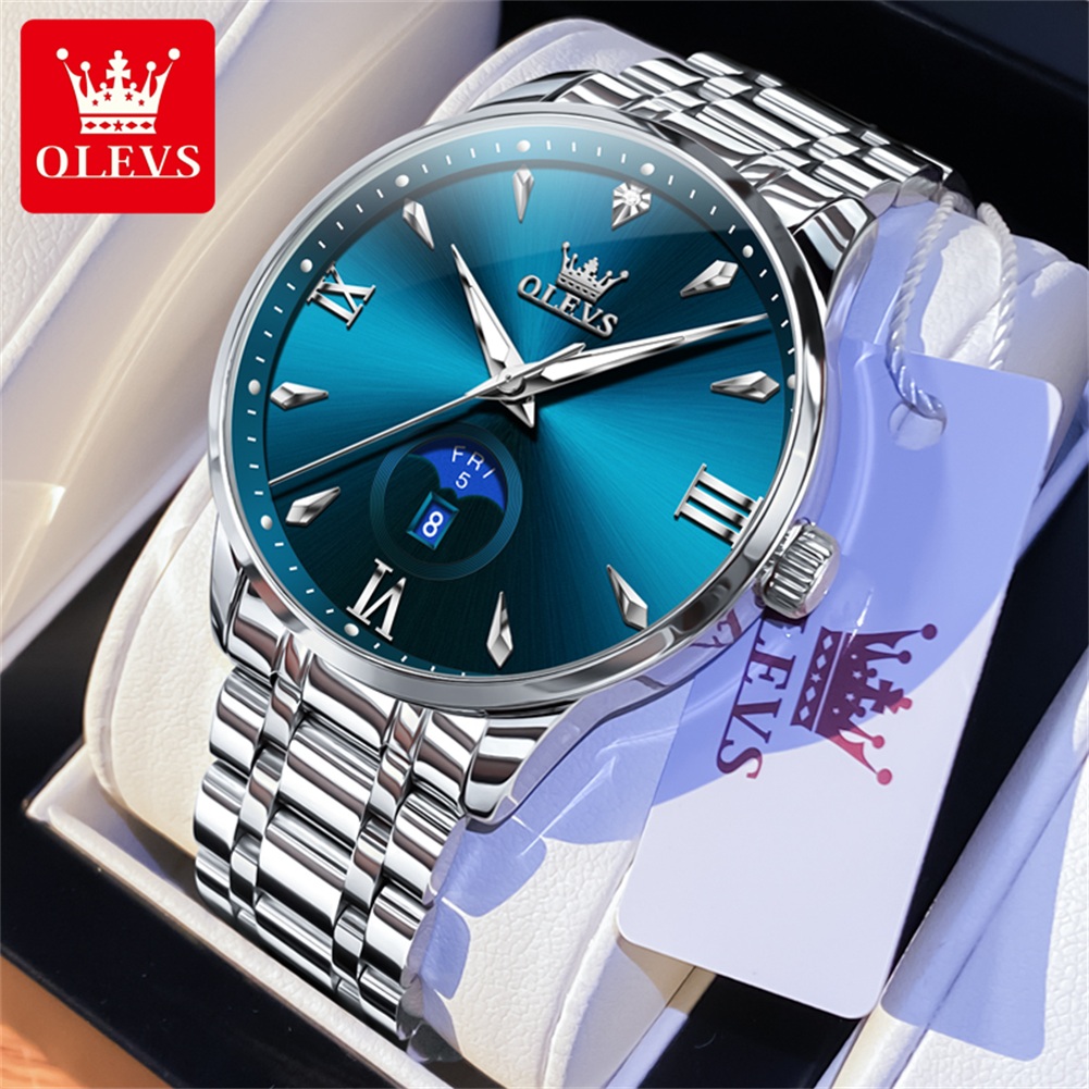 OLEVS Moon Phase men's watches - Luxury Quartz Watch Brands recension och pris