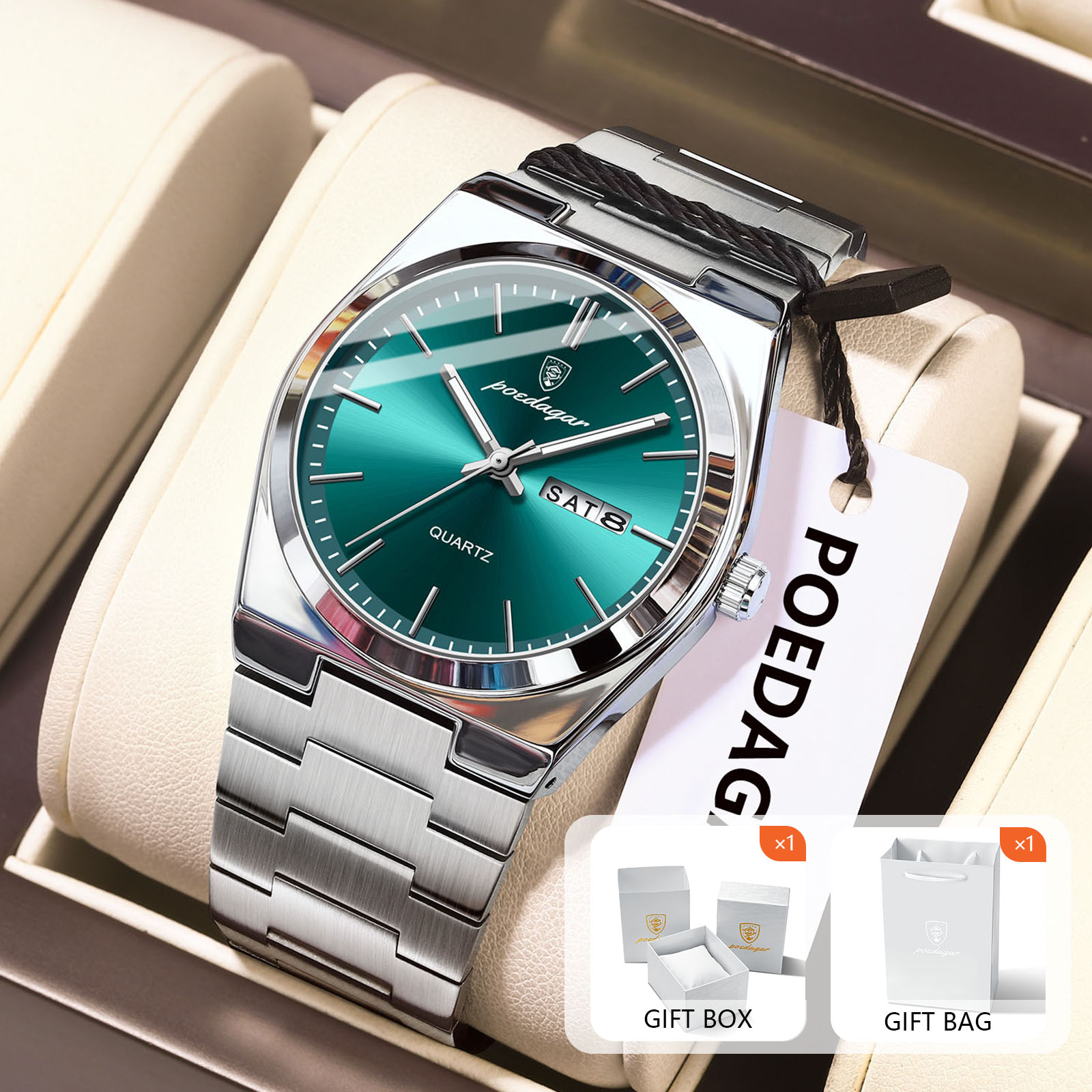 POEDAGAR Original Quartz Men's - Luxury Watch Organizer For Men recension och pris