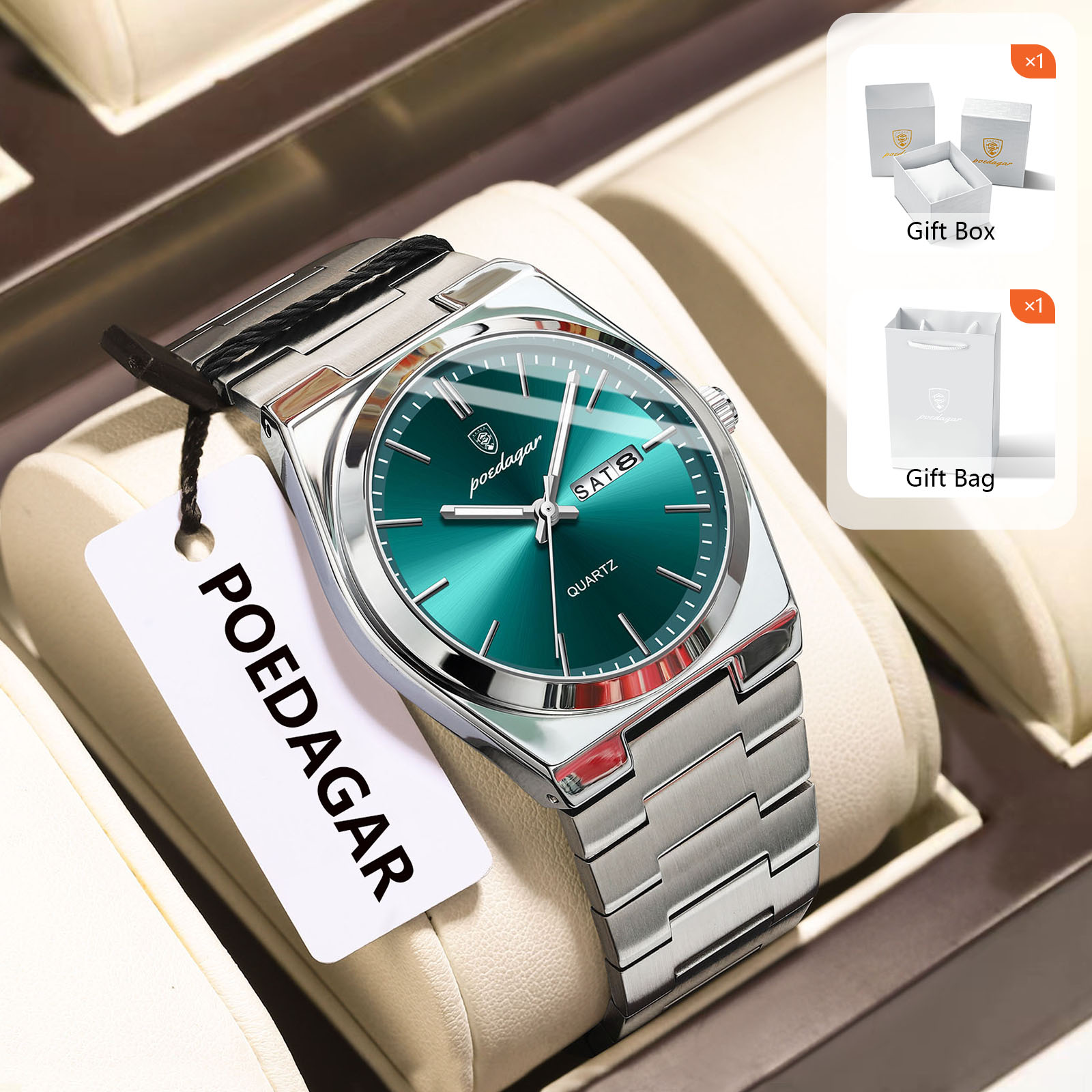 POEDAGAR Original Quartz Men's - Luxury Watch Organizer For Men recension och pris