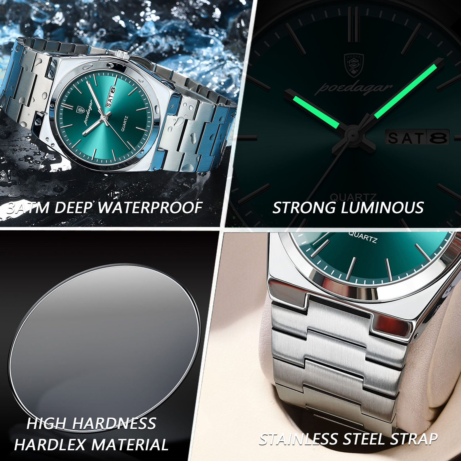 POEDAGAR Original Quartz Men's - Luxury Watch Organizer For Men recension och pris